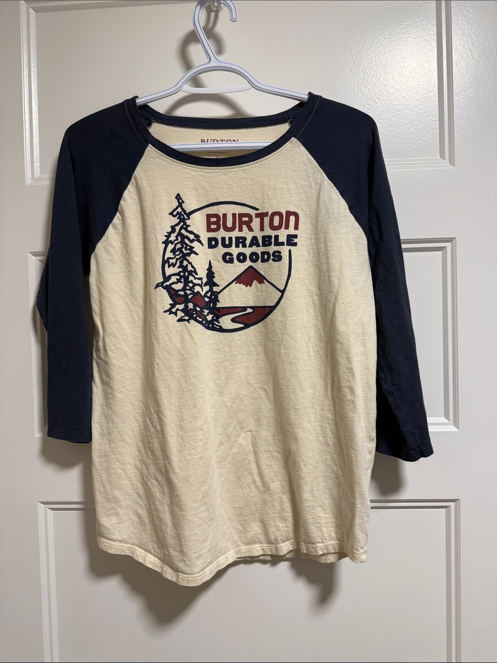 Burton cream and navy raglan graphic tee